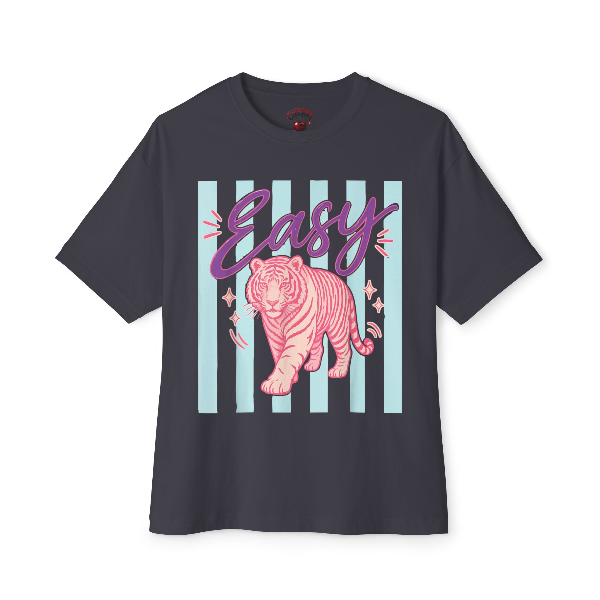Easy Pink Tiger Tee — Retro Pastel Graphic T-Shirt