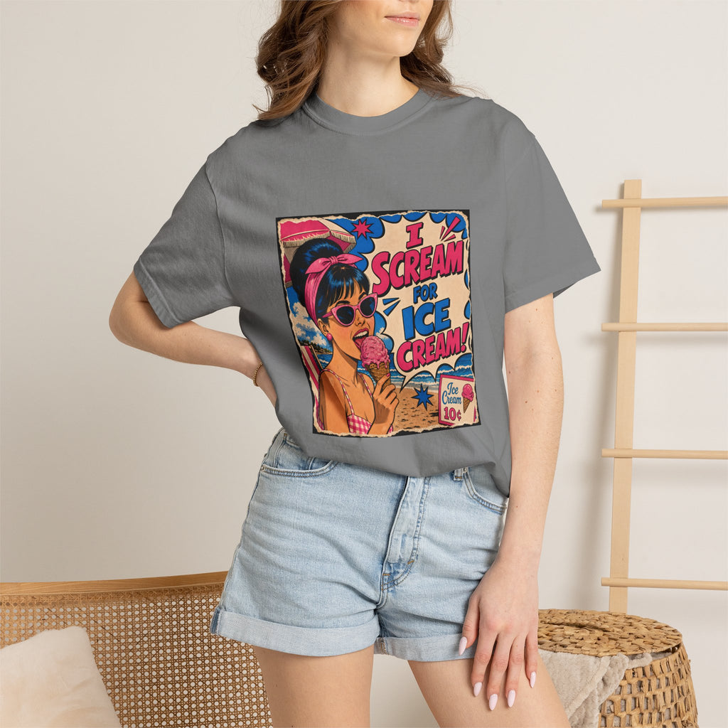 Pop Art Women's Tee- I Scream For Ice Cream Retro Graphic Tee