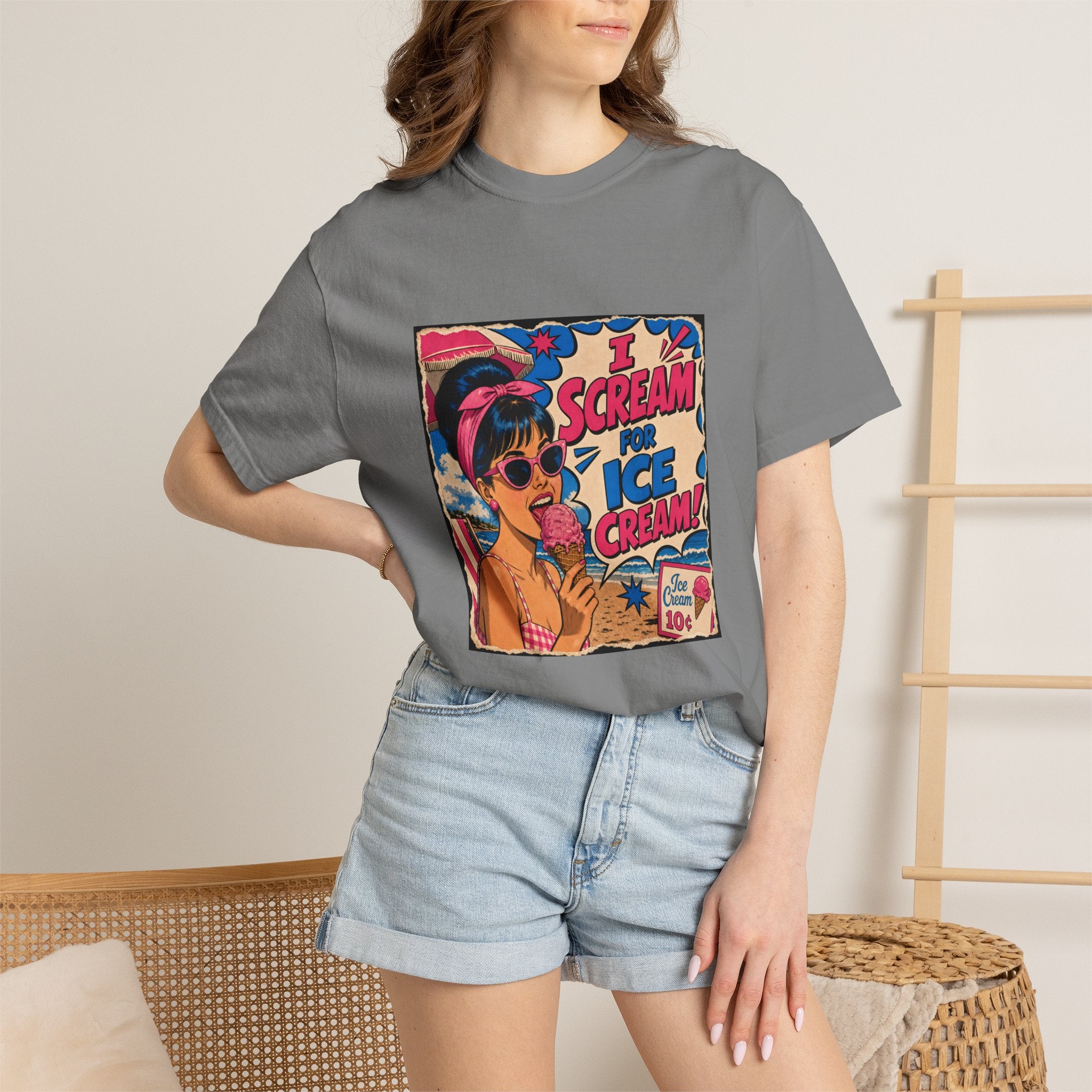 Pop Art Women's Tee- I Scream For Ice Cream Retro Graphic Tee