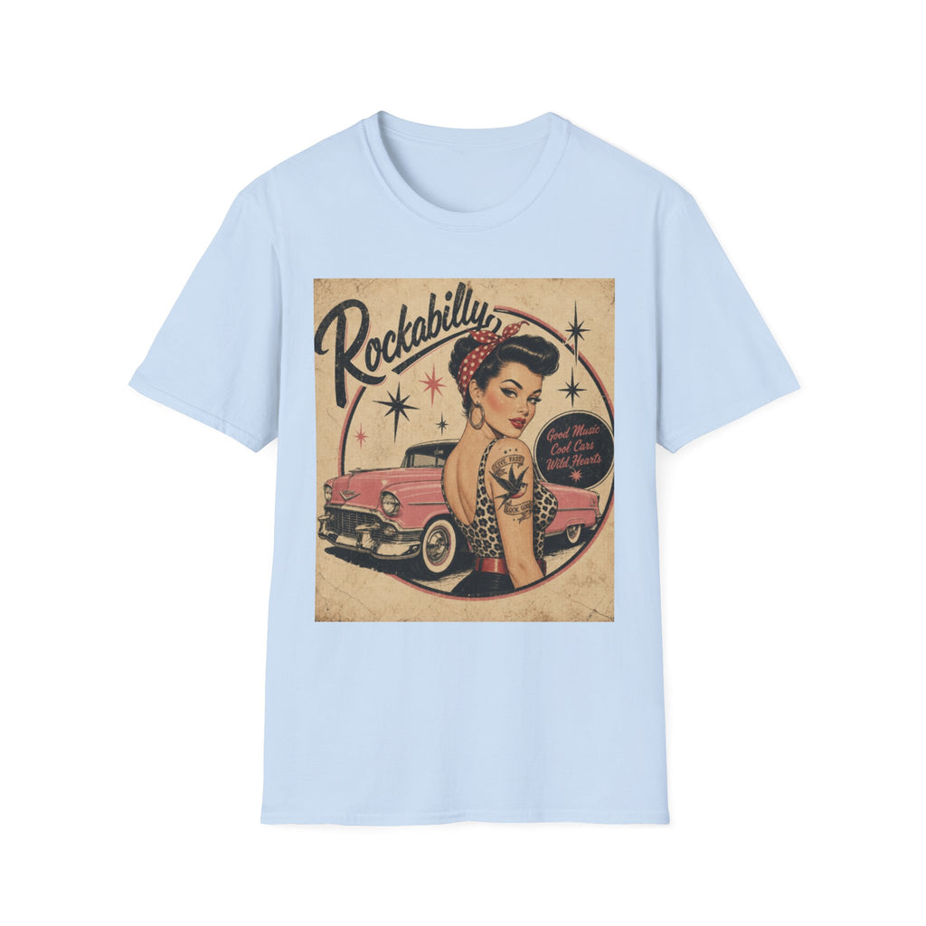 Rockabilly Pin-Up Tee — Vintage 1950s Car & Tattoo Retro Shirt
