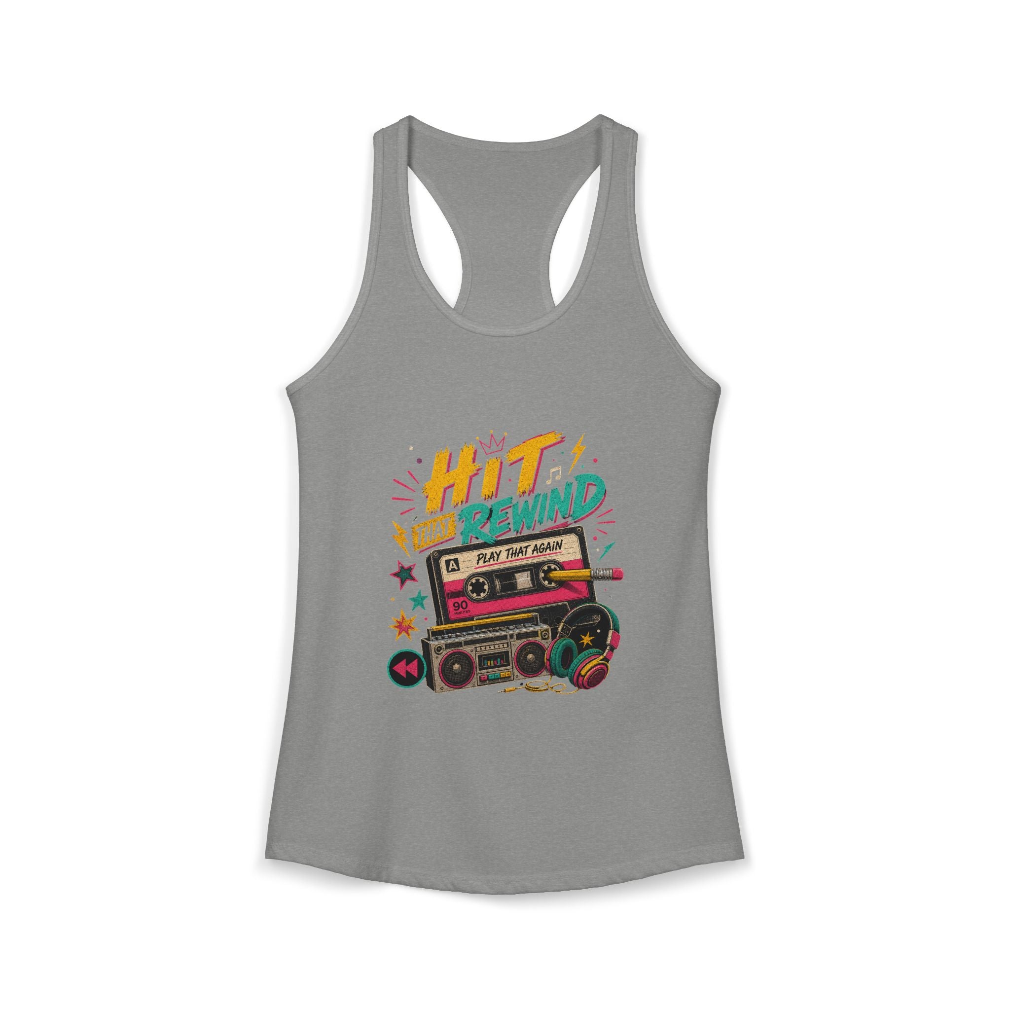 Women's ''play that again'' retro cassette rewind Tank Top 80's/90's Inspo