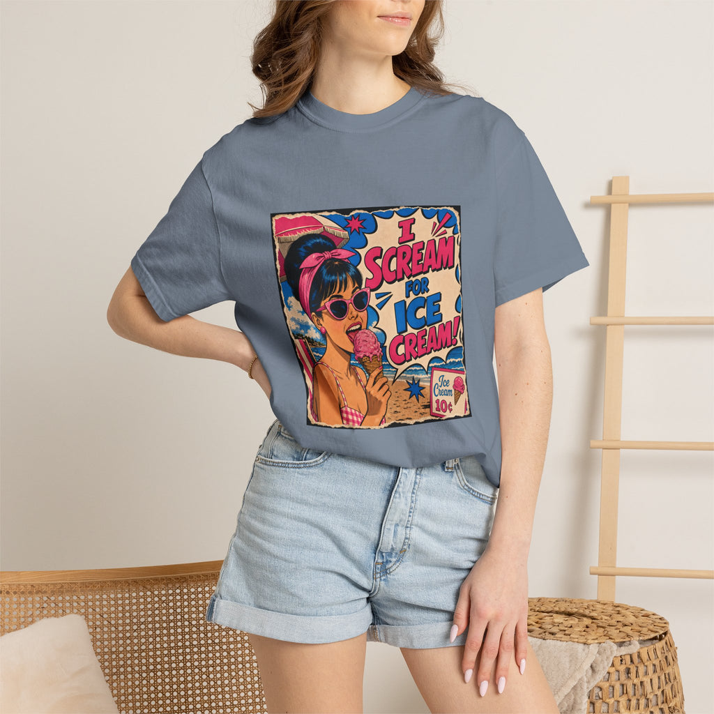 Pop Art Women's Tee- I Scream For Ice Cream Retro Graphic Tee
