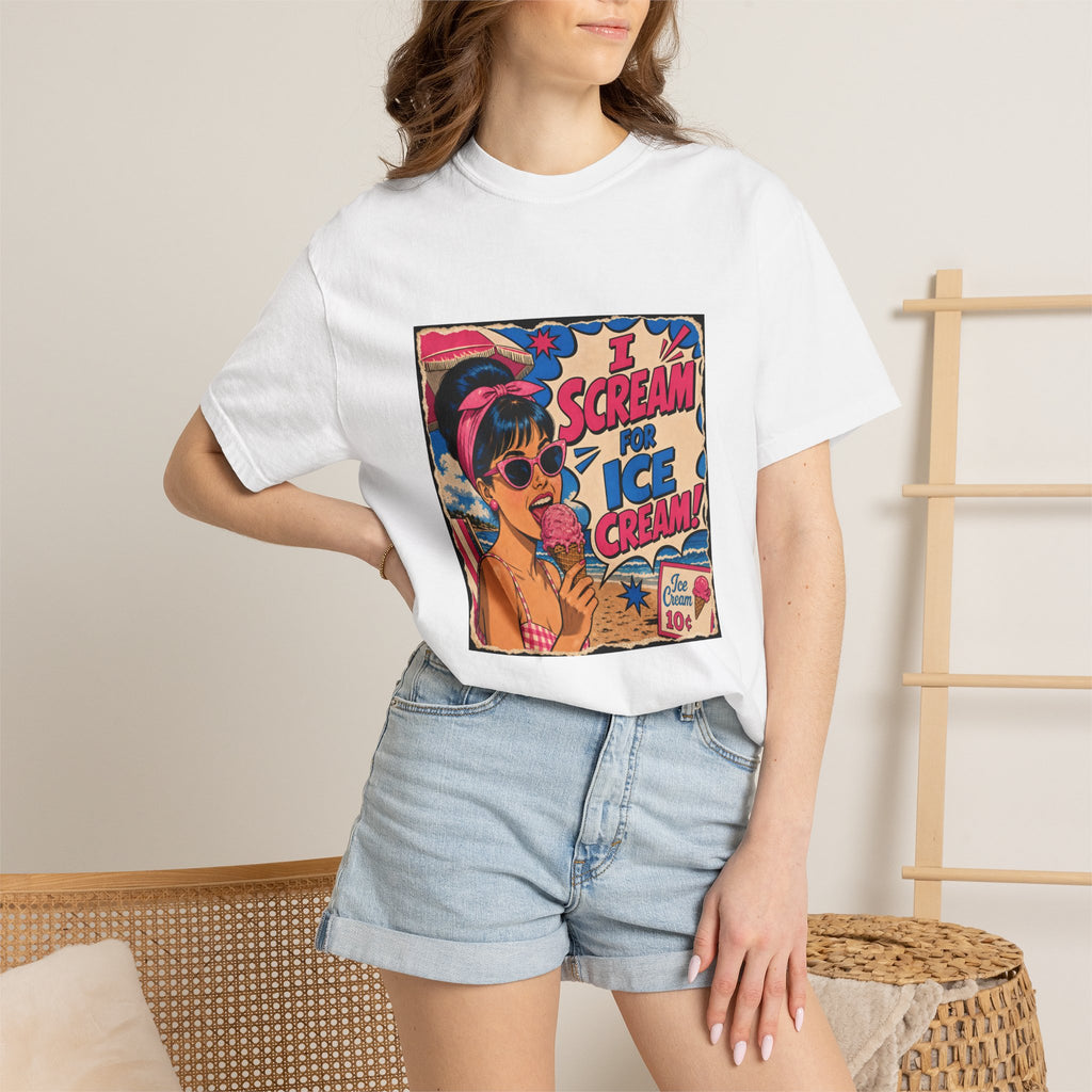 Pop Art Women's Tee- I Scream For Ice Cream Retro Graphic Tee