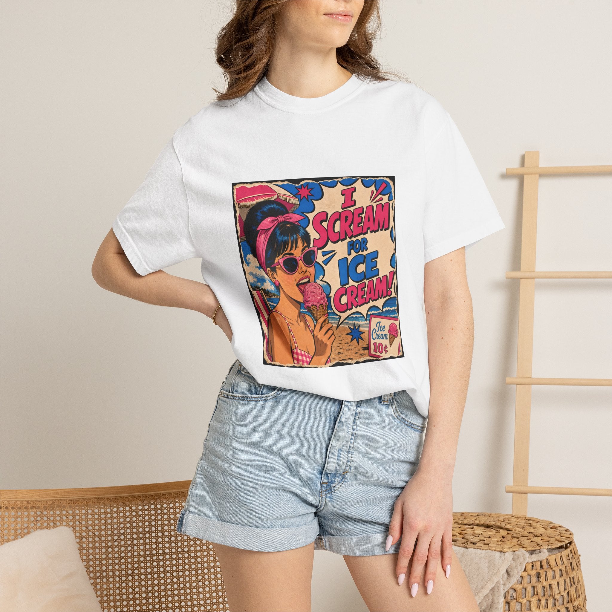 Pop Art Women's Tee- I Scream For Ice Cream Retro Graphic Tee