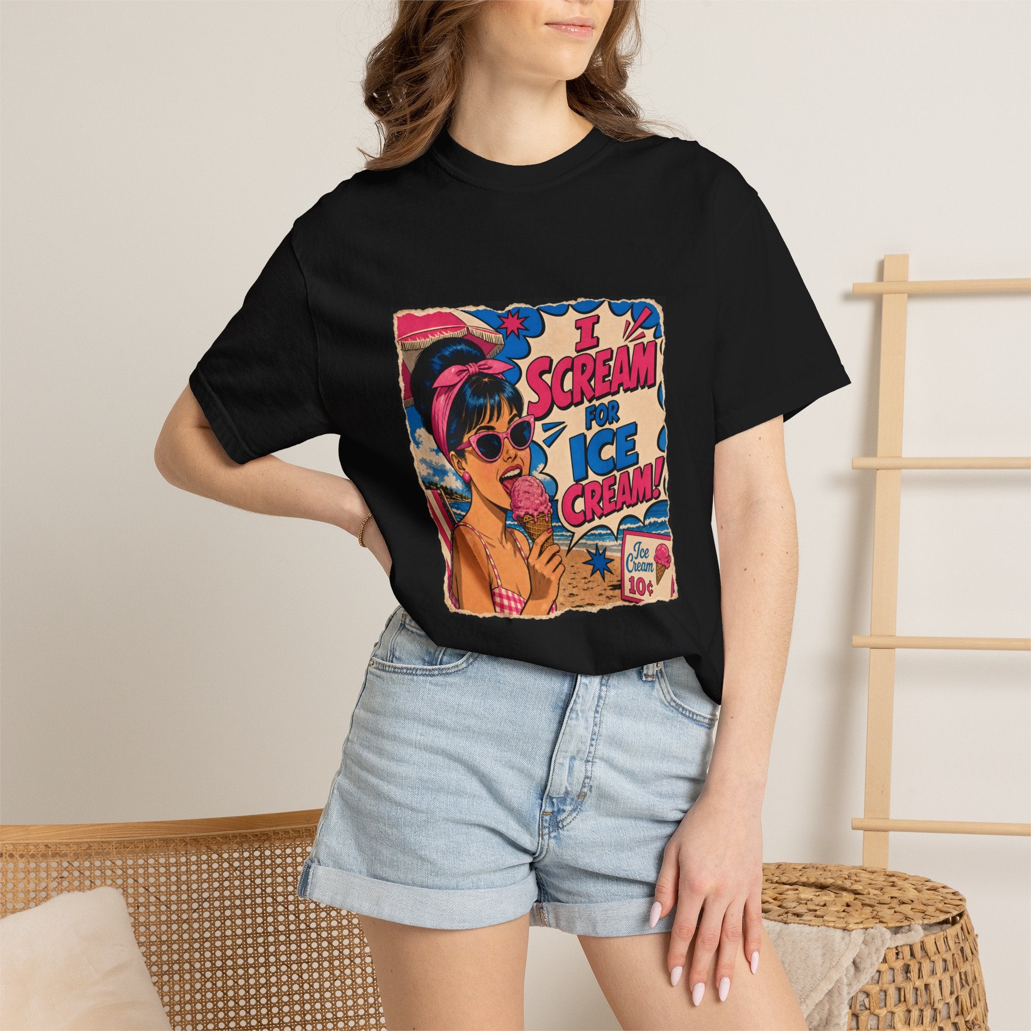 Pop Art Women's Tee- I Scream For Ice Cream Retro Graphic Tee