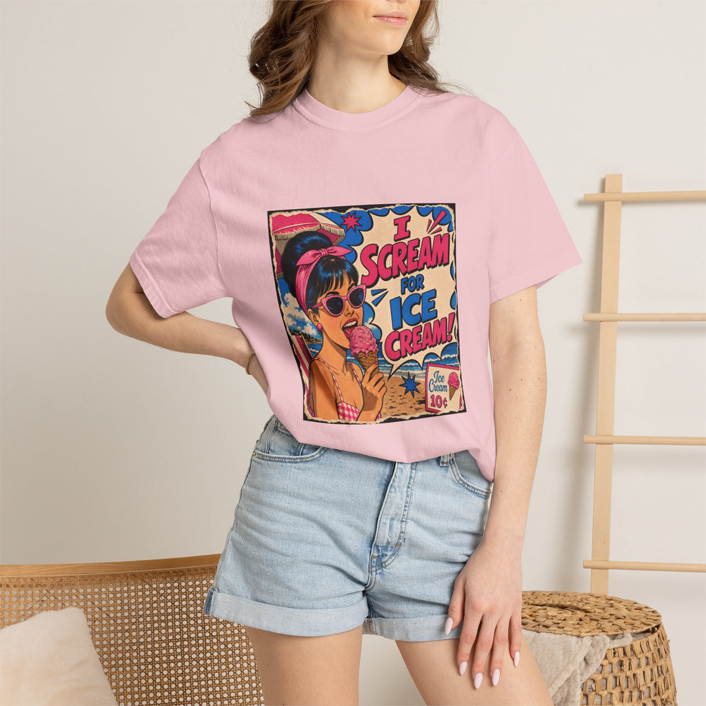 Pop Art Women's Tee- I Scream For Ice Cream Retro Graphic Tee
