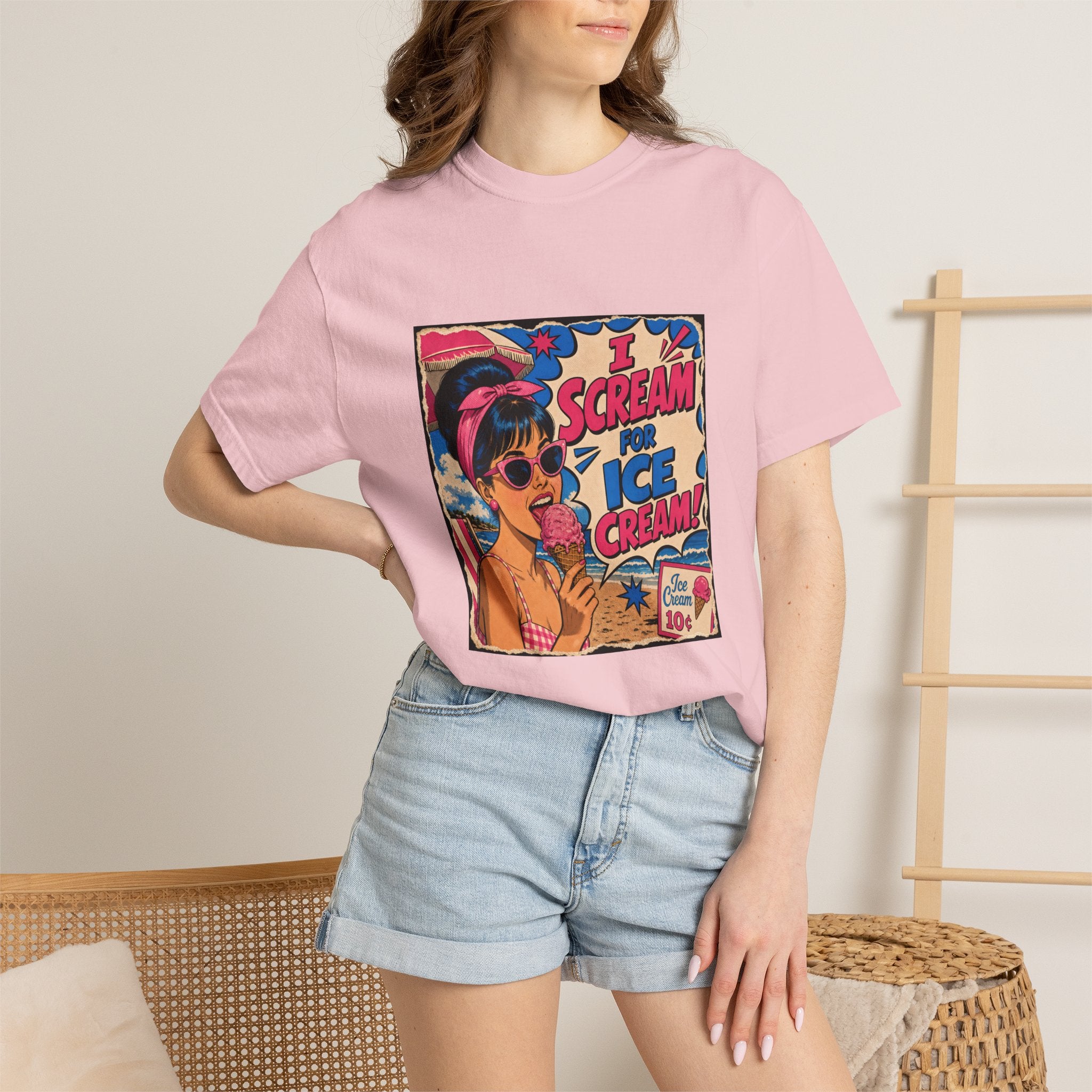 Pop Art Women's Tee- I Scream For Ice Cream Retro Graphic Tee