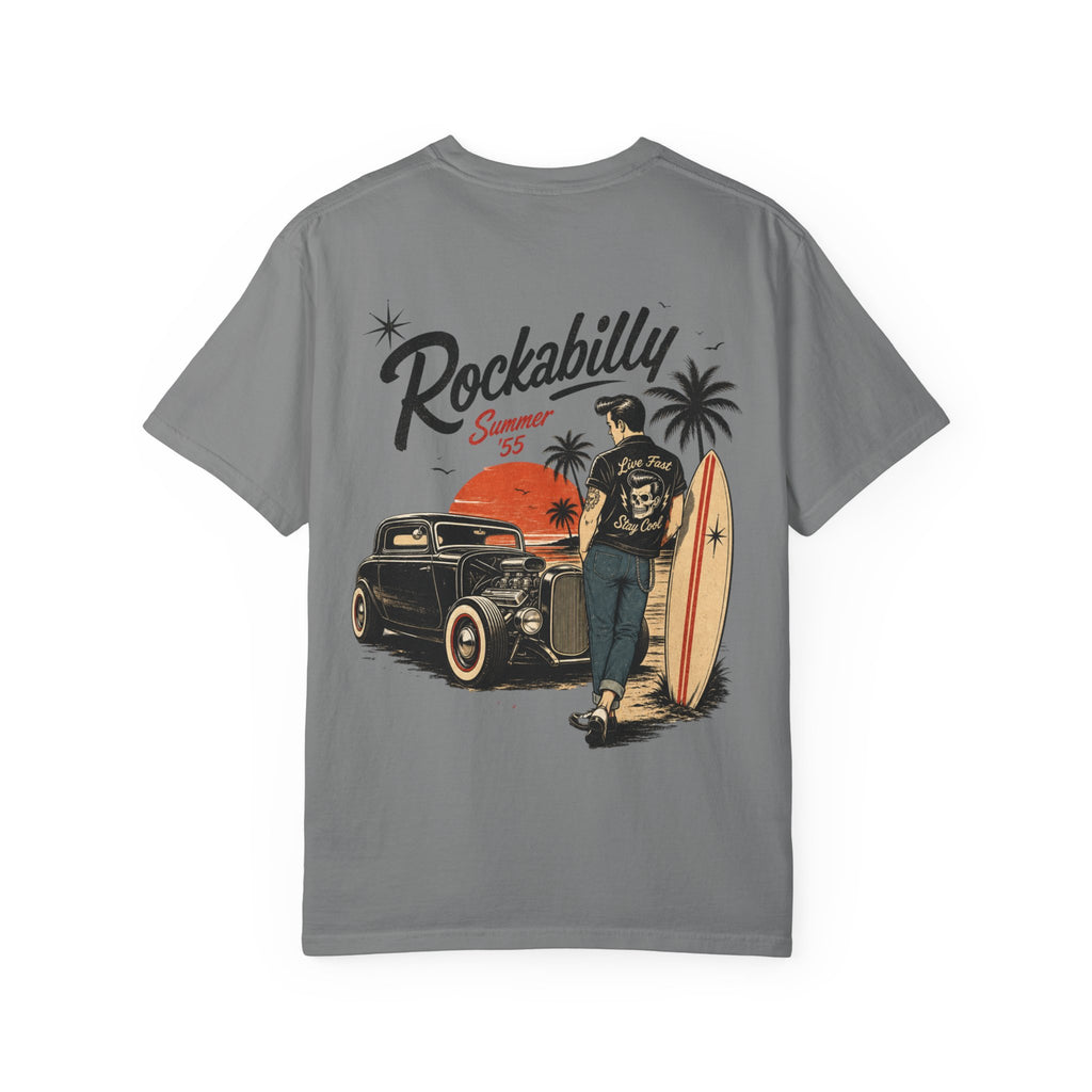 Rockabilly Summer ’55 T-Shirt — Vintage Hot Rod & Surfer Graphic