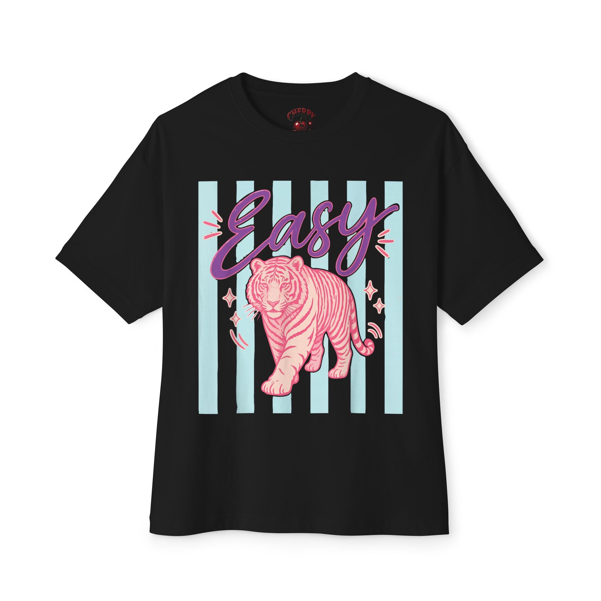 Easy Pink Tiger Tee — Retro Pastel Graphic T-Shirt