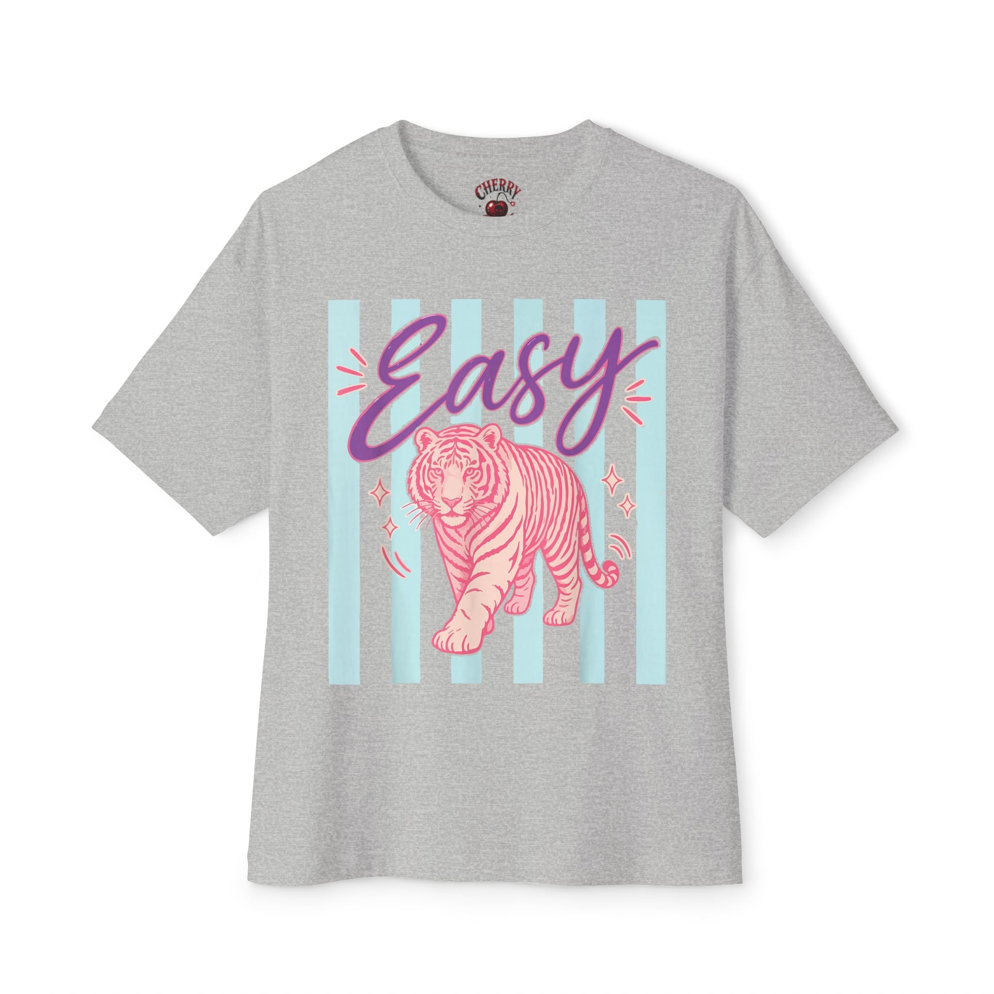 Easy Pink Tiger Tee — Retro Pastel Graphic T-Shirt