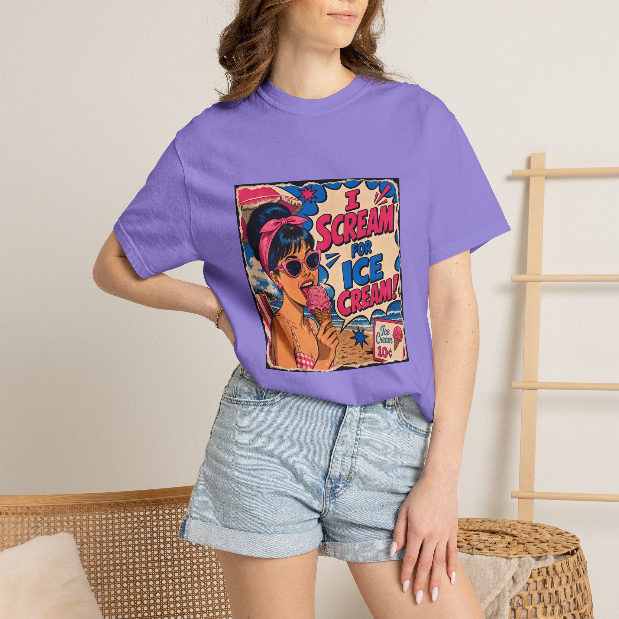 Pop Art Women's Tee- I Scream For Ice Cream Retro Graphic Tee