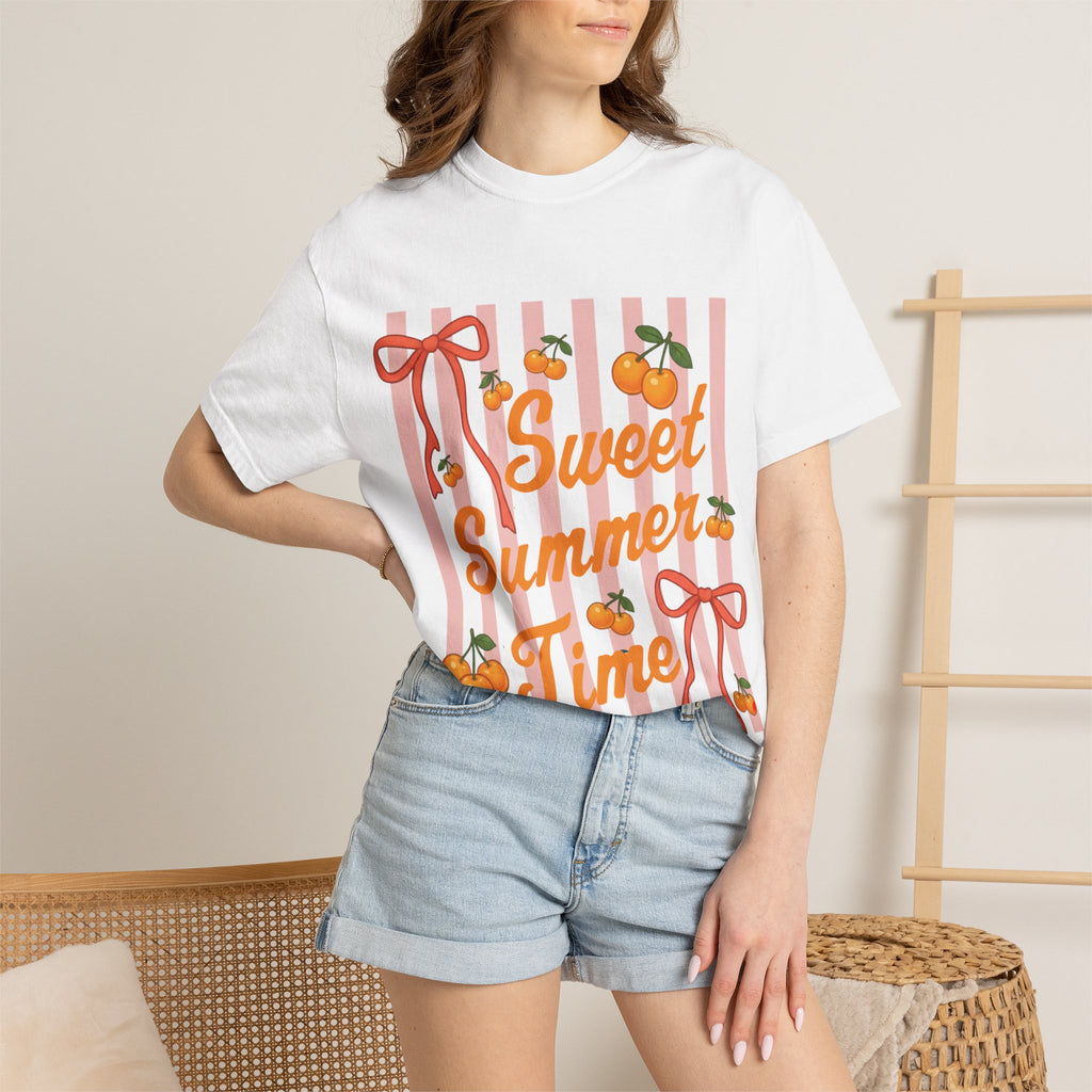 Sweet Summer Time T-Shirt — Peach Stripe Graphic Tee