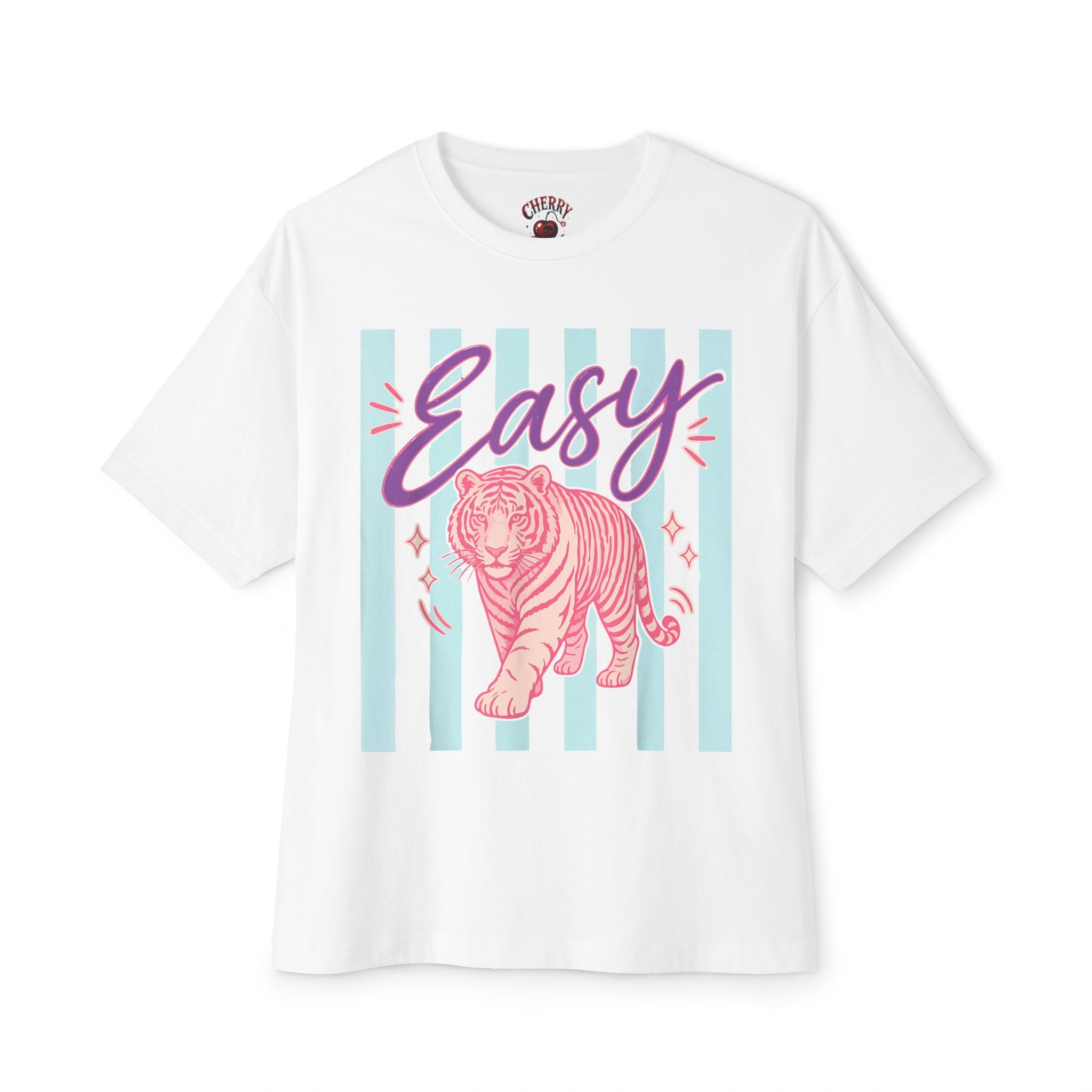 Easy Pink Tiger Tee — Retro Pastel Graphic T-Shirt