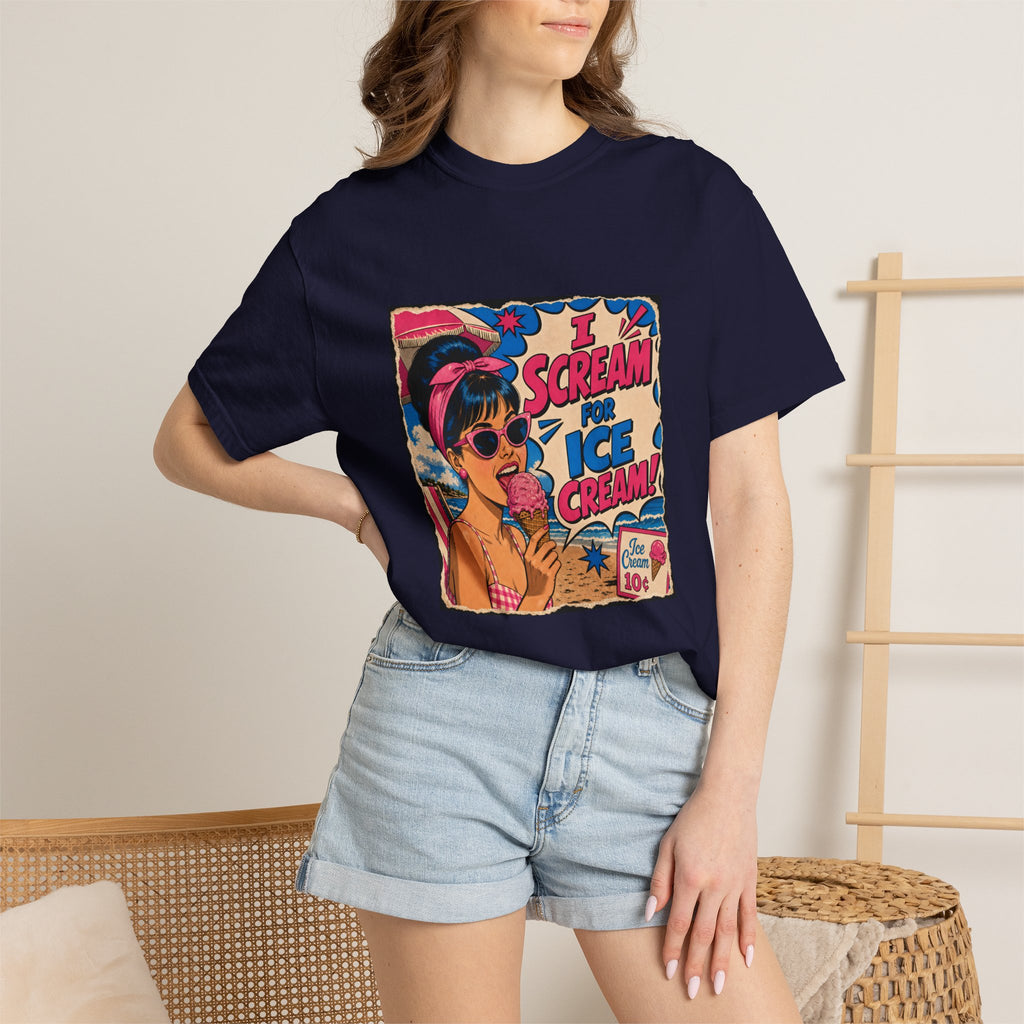 Pop Art Women's Tee- I Scream For Ice Cream Retro Graphic Tee