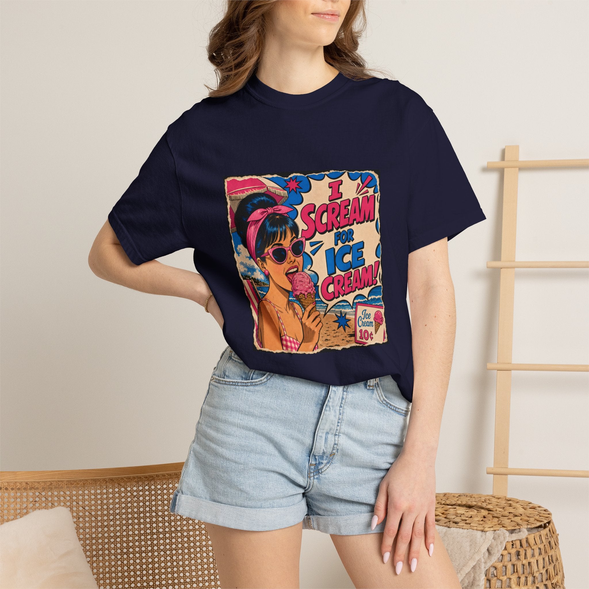 Pop Art Women's Tee- I Scream For Ice Cream Retro Graphic Tee