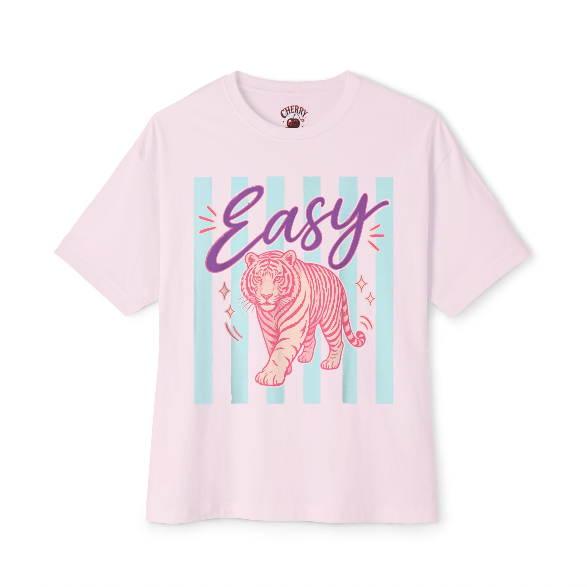 Easy Pink Tiger Tee — Retro Pastel Graphic T-Shirt