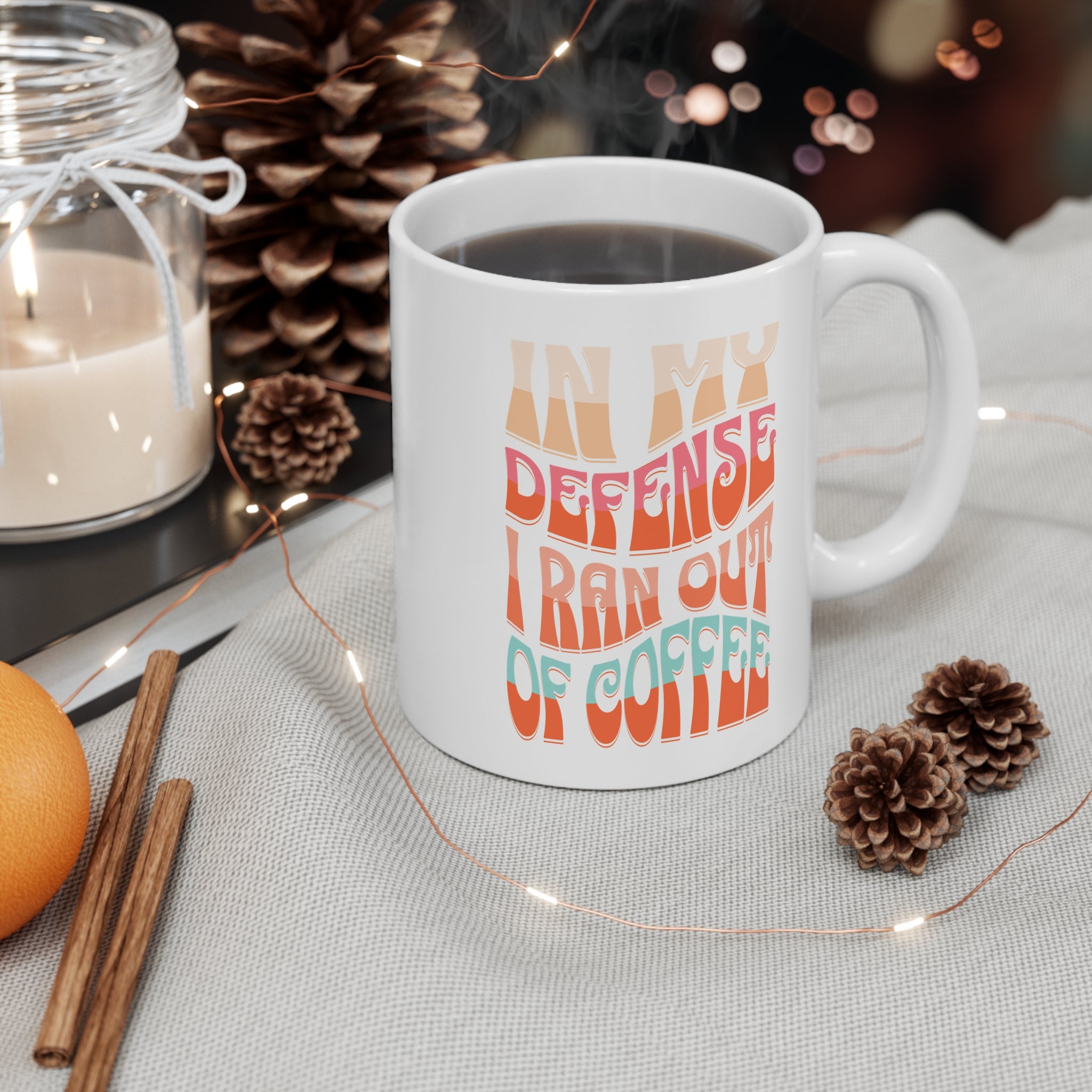 “In My Defense I Ran Out of Coffee” Retro Mug