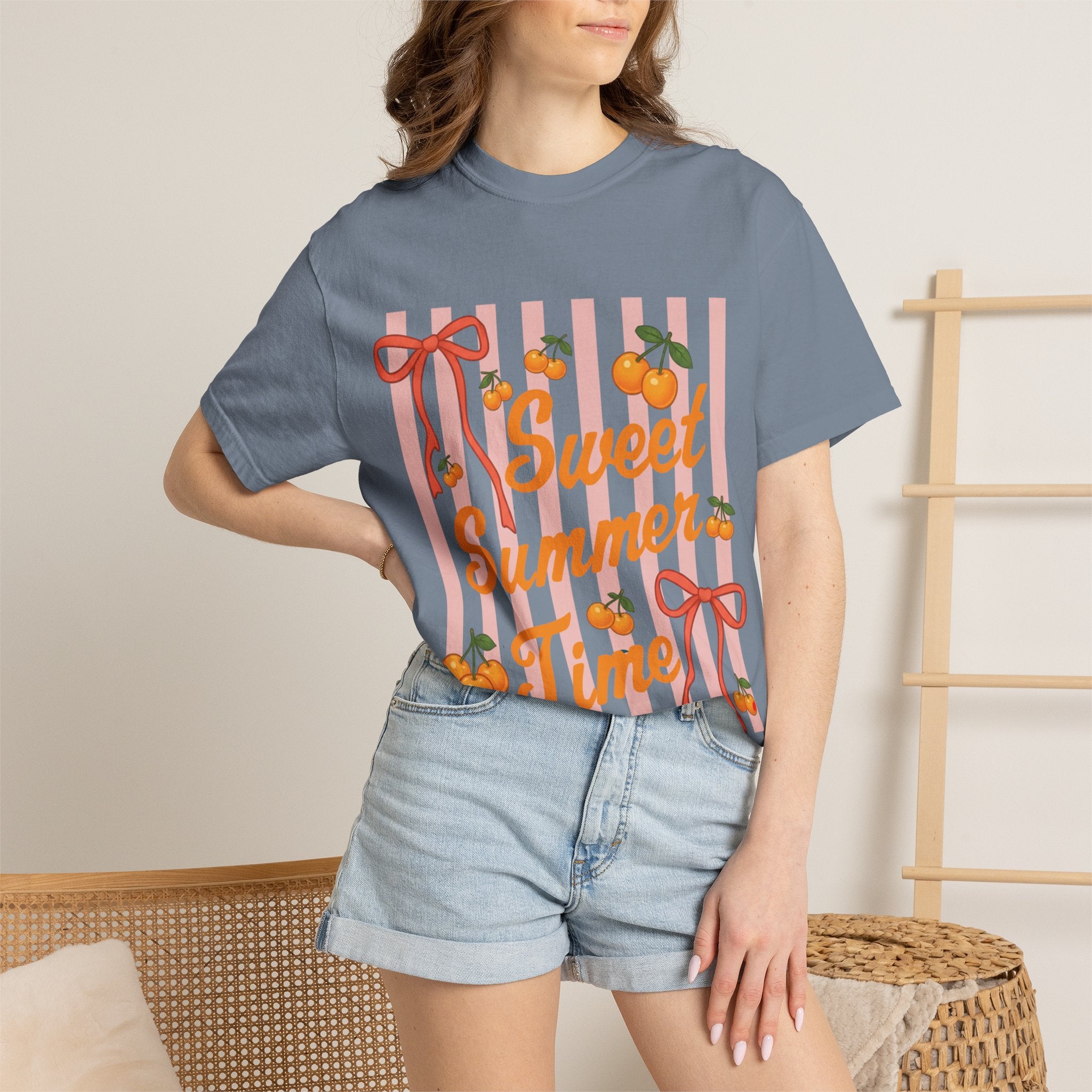 Sweet Summer Time T-Shirt — Peach Stripe Graphic Tee