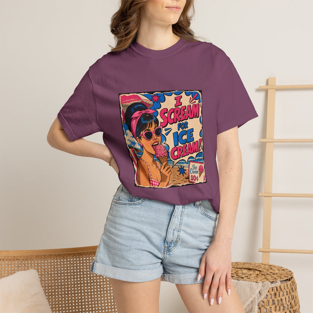 Pop Art Women's Tee- I Scream For Ice Cream Retro Graphic Tee