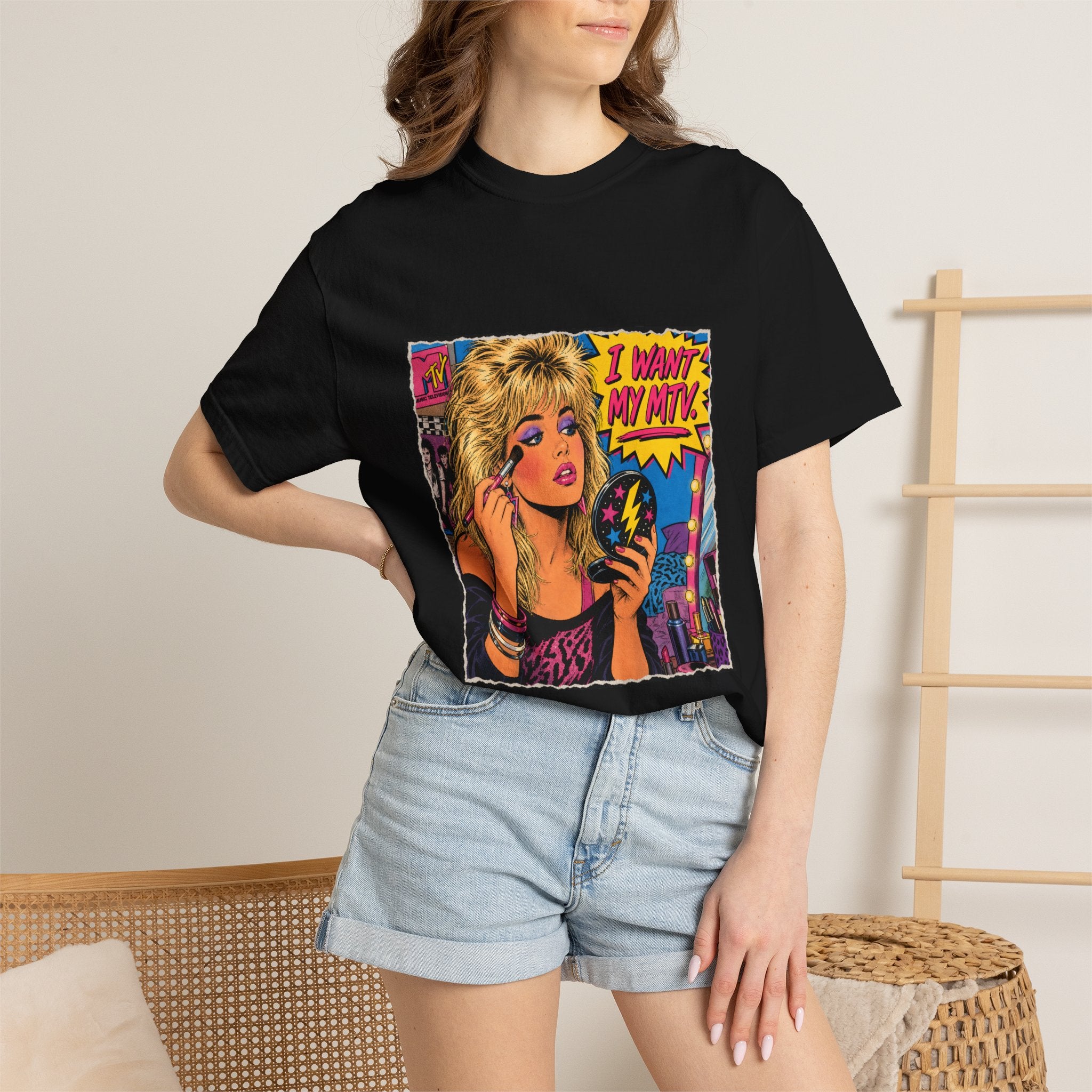 80s MTV Girl Graphic T-Shirt — Retro Makeup Vibes