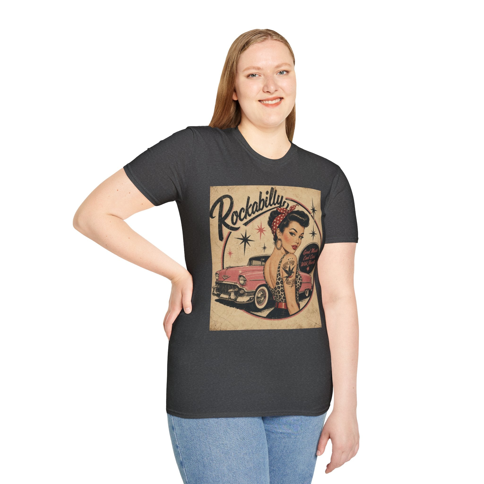 Rockabilly Pin-Up Tee — Vintage 1950s Car & Tattoo Retro Shirt