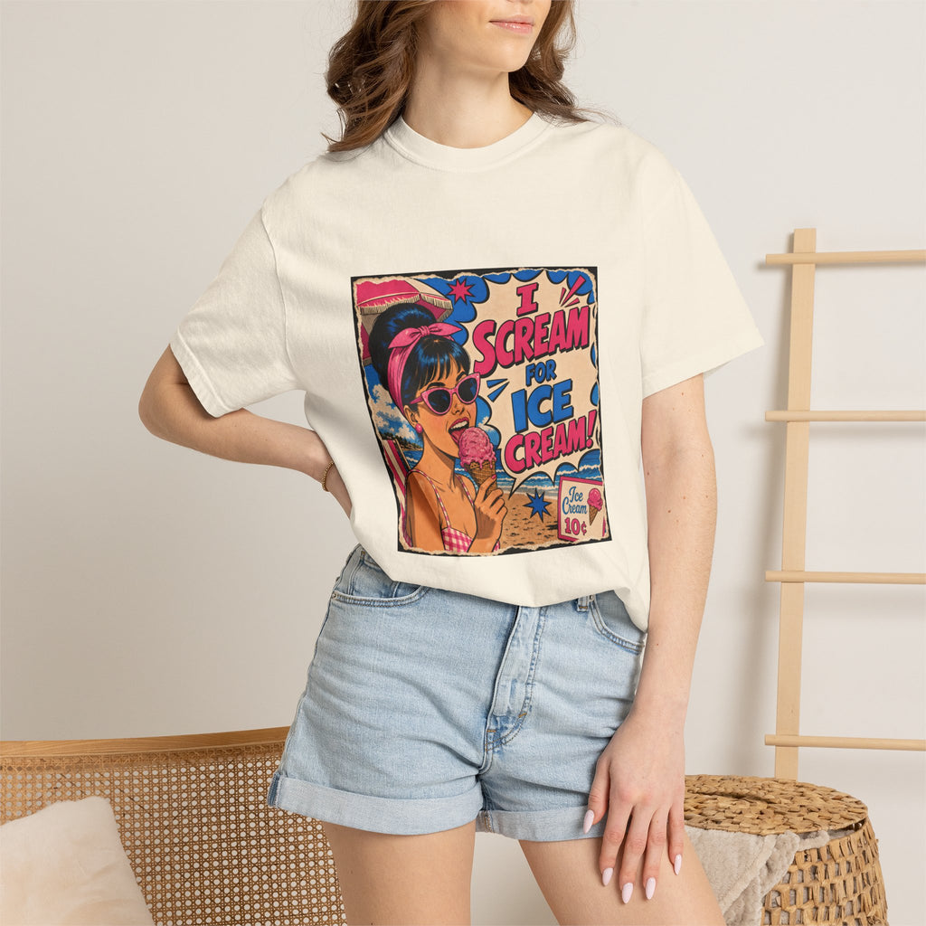 Pop Art Women's Tee- I Scream For Ice Cream Retro Graphic Tee