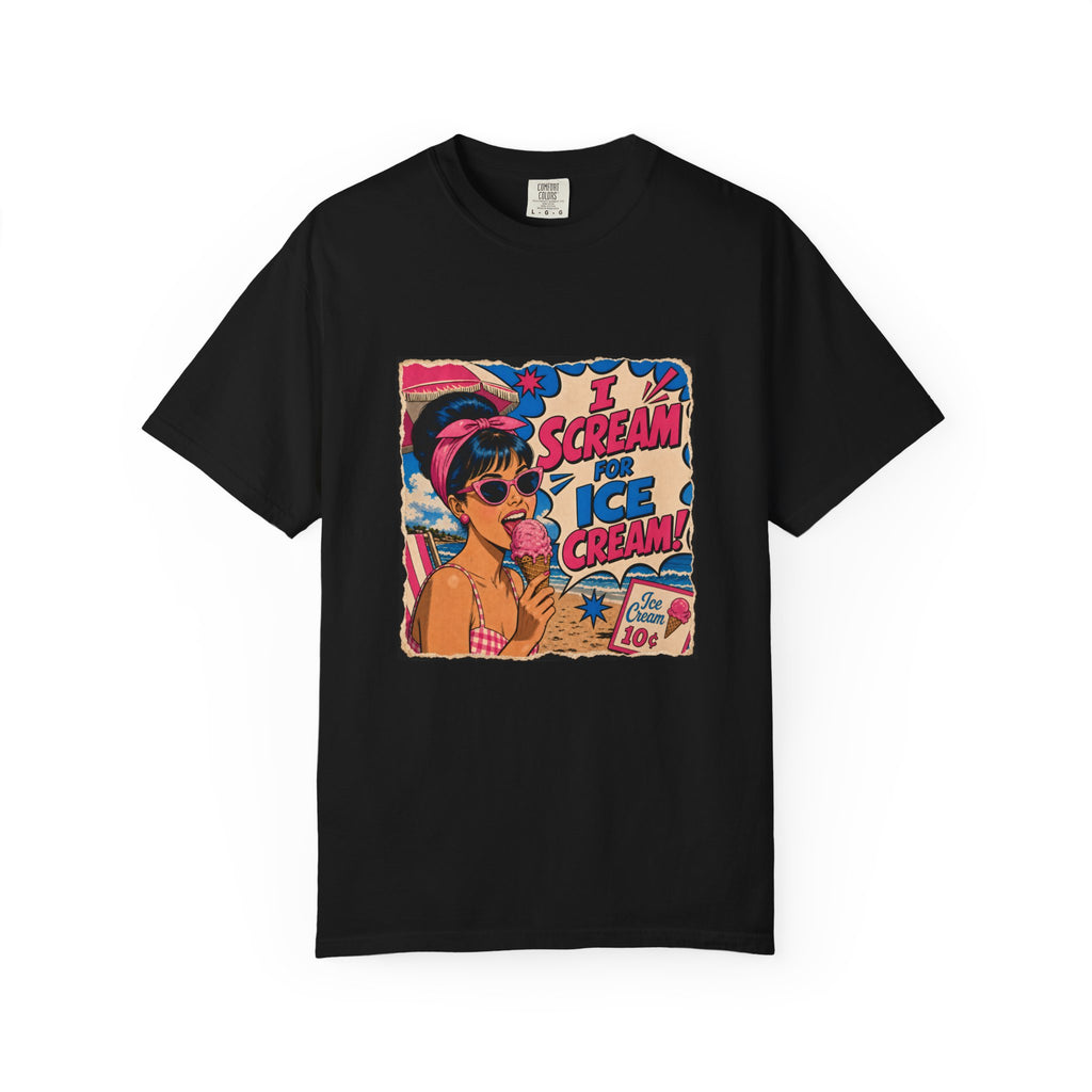 Pop Art Women's Tee- I Scream For Ice Cream Retro Graphic Tee