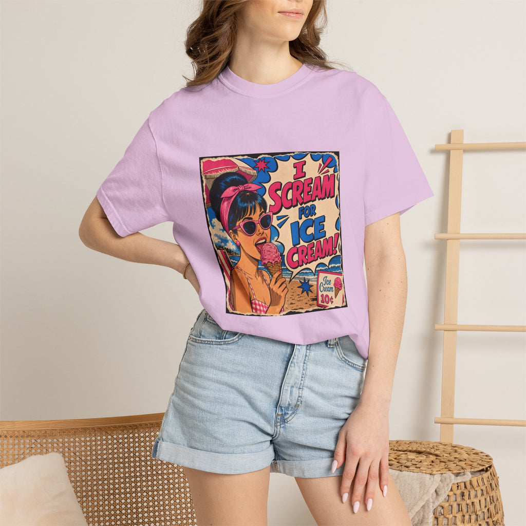 Pop Art Women's Tee- I Scream For Ice Cream Retro Graphic Tee