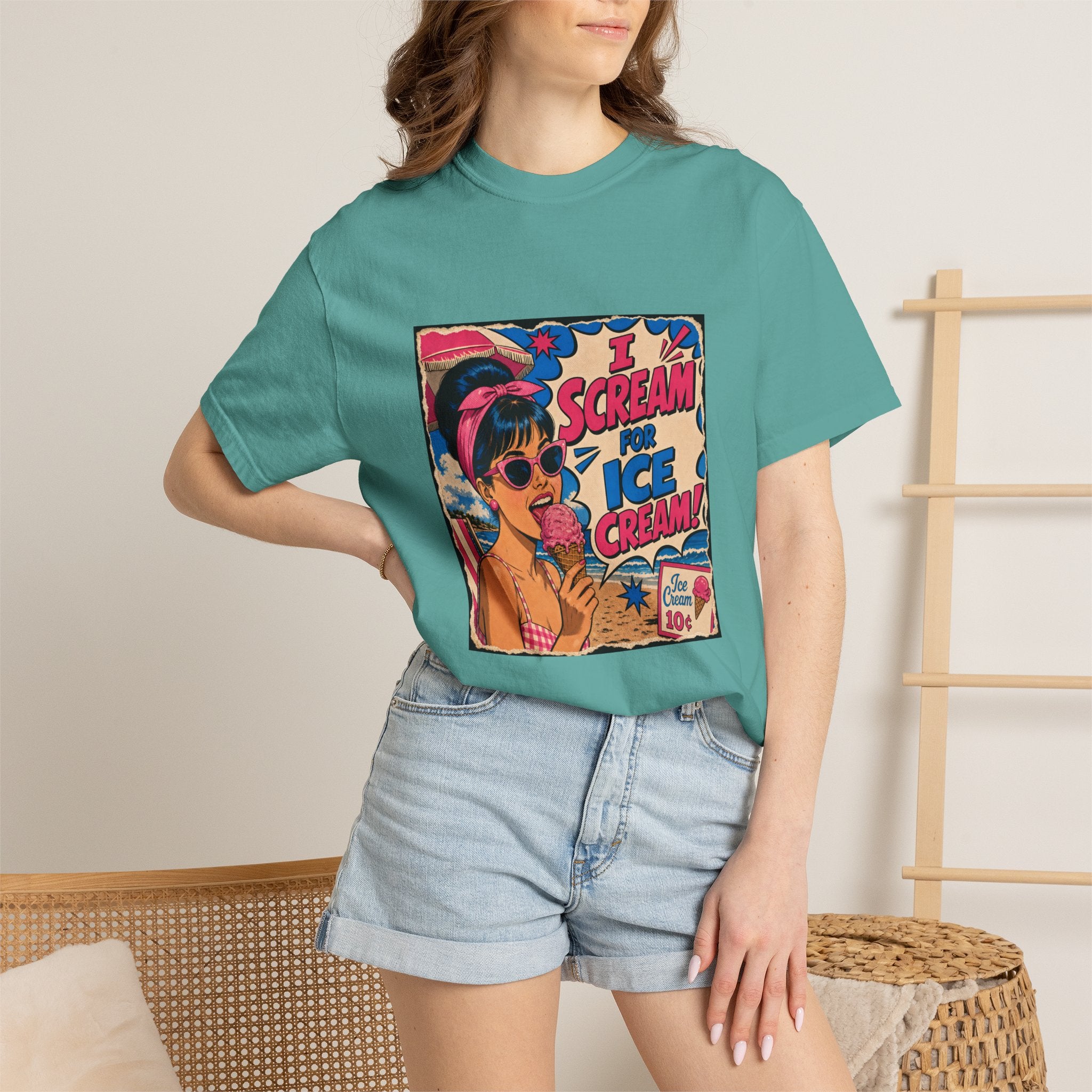 Pop Art Women's Tee- I Scream For Ice Cream Retro Graphic Tee